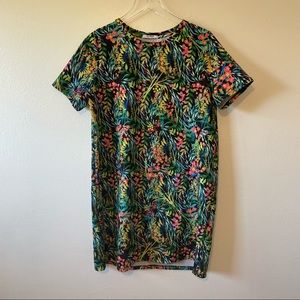 Zara Trafaluc Jungle Floral T-Shirt Dress L